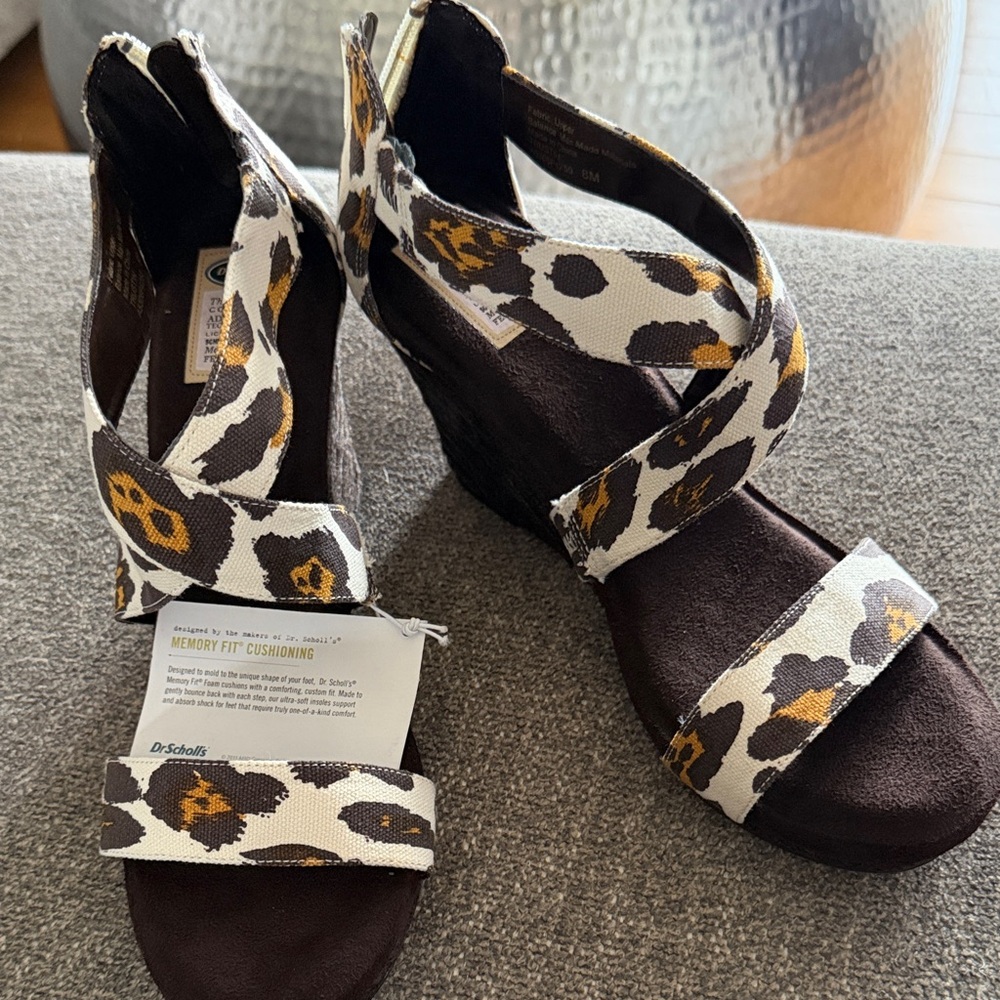 Dr. Scholl's Women's Leopard Print Sandal in Brown, White & Yellow - Picture 5 of 5